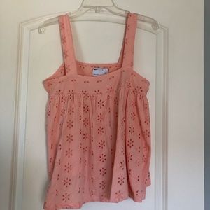 Blush pink/coral flowy embroidered tank